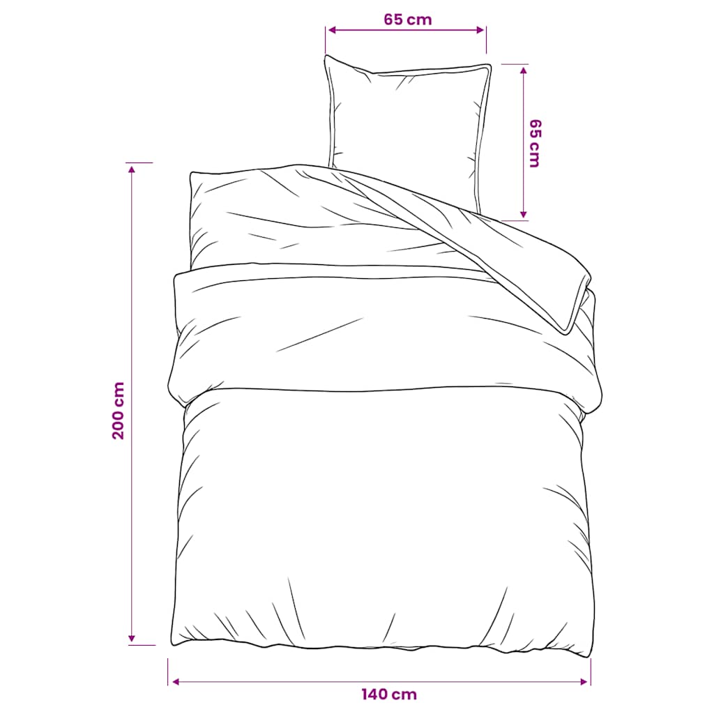 Set posteljine za poplun tamnosivi 140 x 200 cm pamučni
