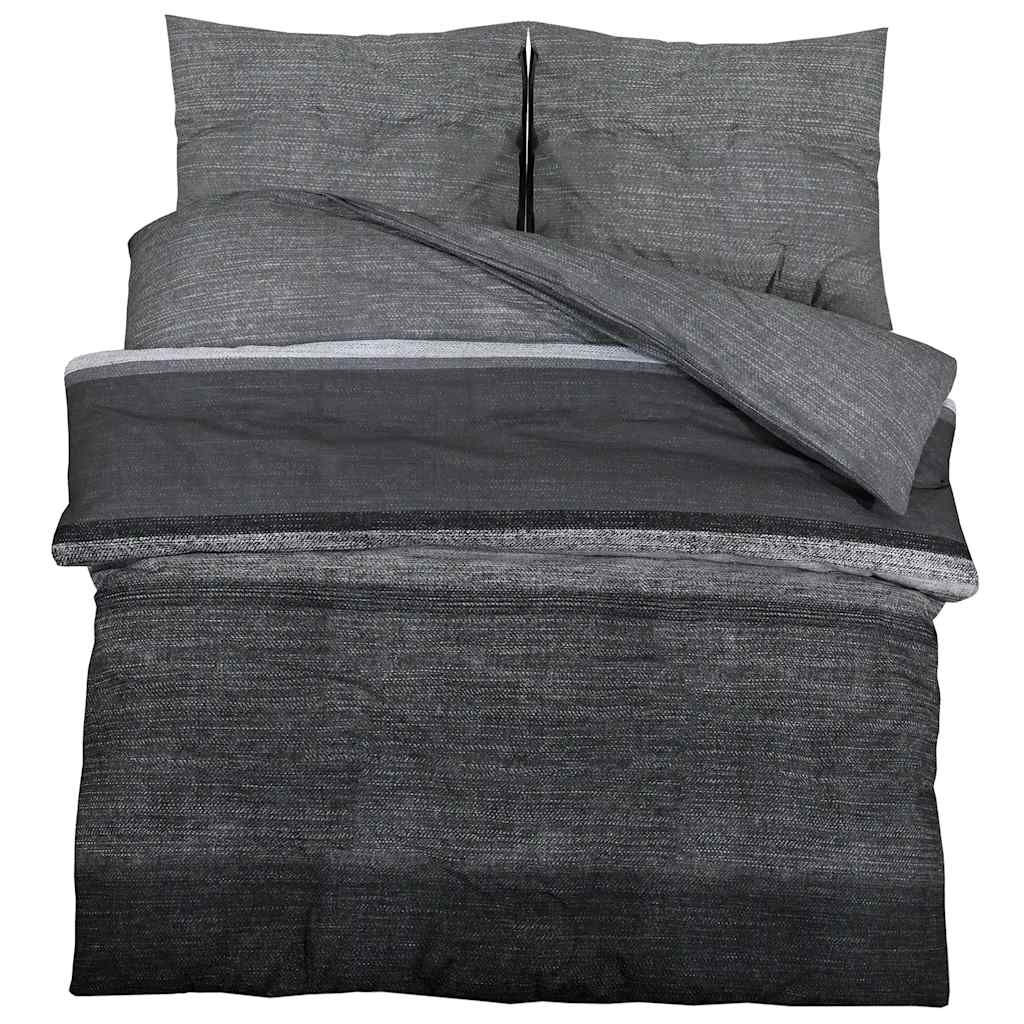 Set posteljine za poplun tamnosivi 220 x 240 cm pamučni