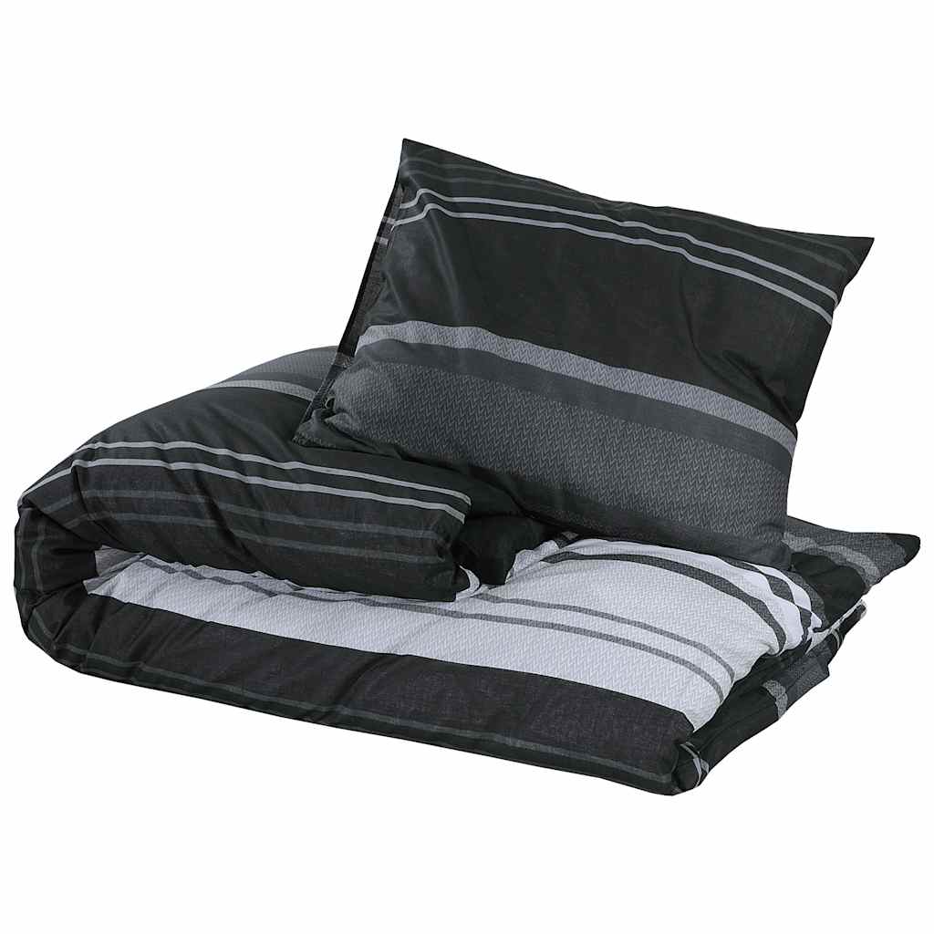 Set posteljine za poplun crno-bijeli 220 x 240 cm pamučni