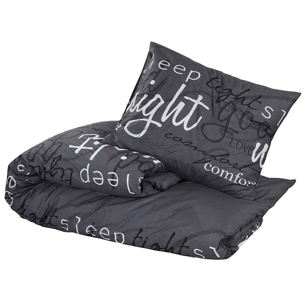 Set posteljine za poplun crni 240 x 220 cm pamučni