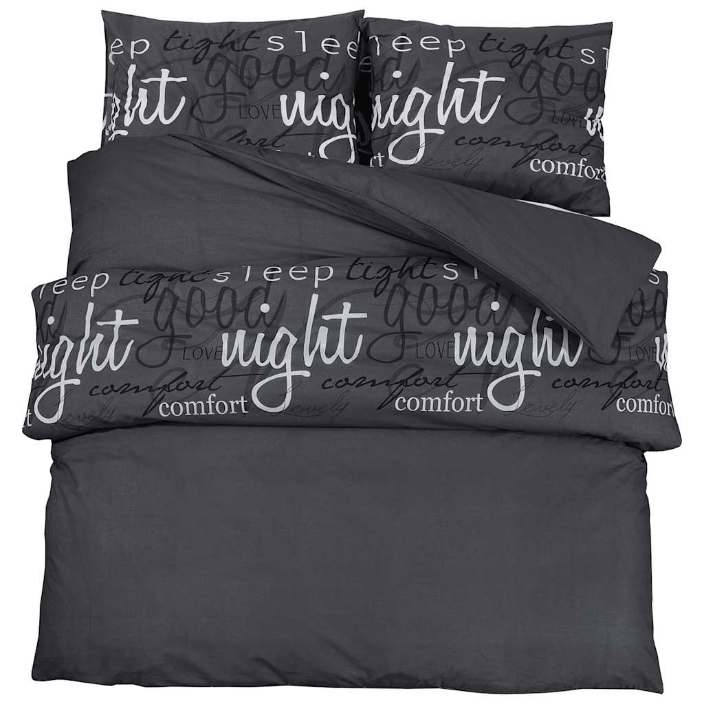 Set posteljine za poplun crna 260 x 240 cm pamučni