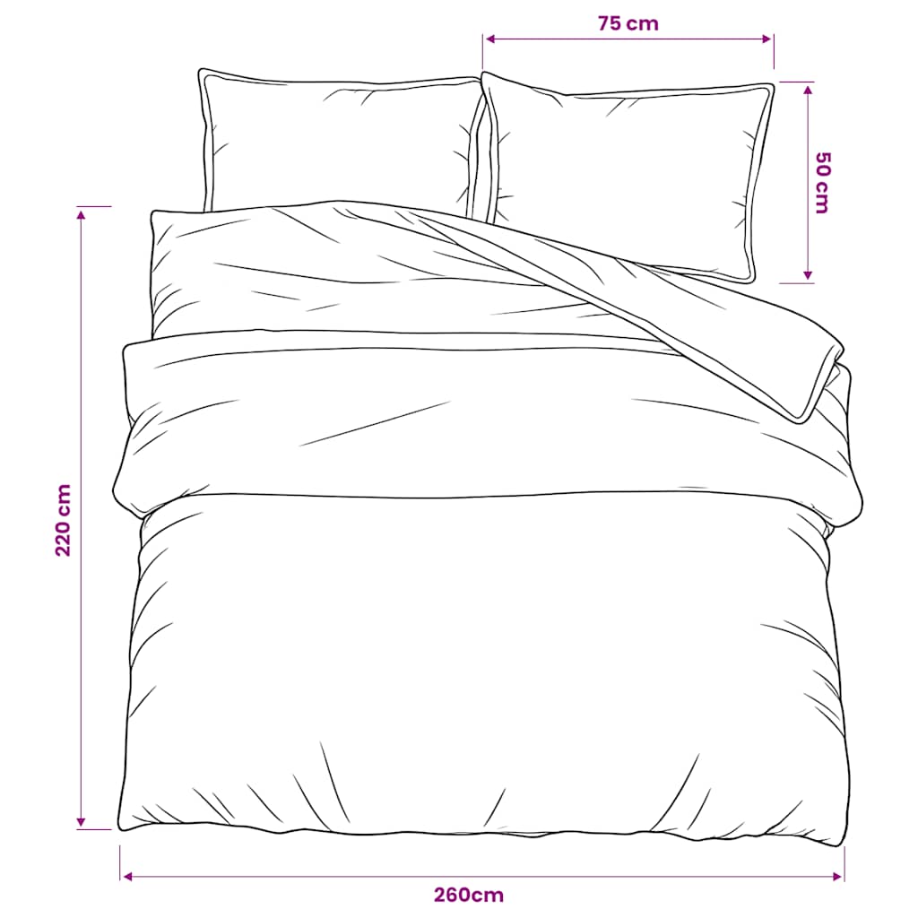 Set posteljine za poplun crni 260 x 220 cm pamučni