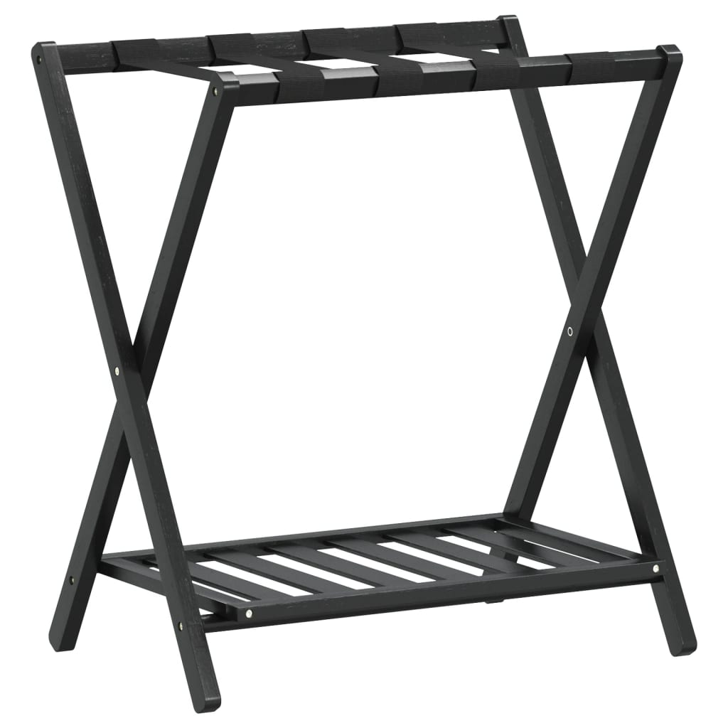 Stalak za prtljagu crni 68 x 38 x 58 cm od bambusa
