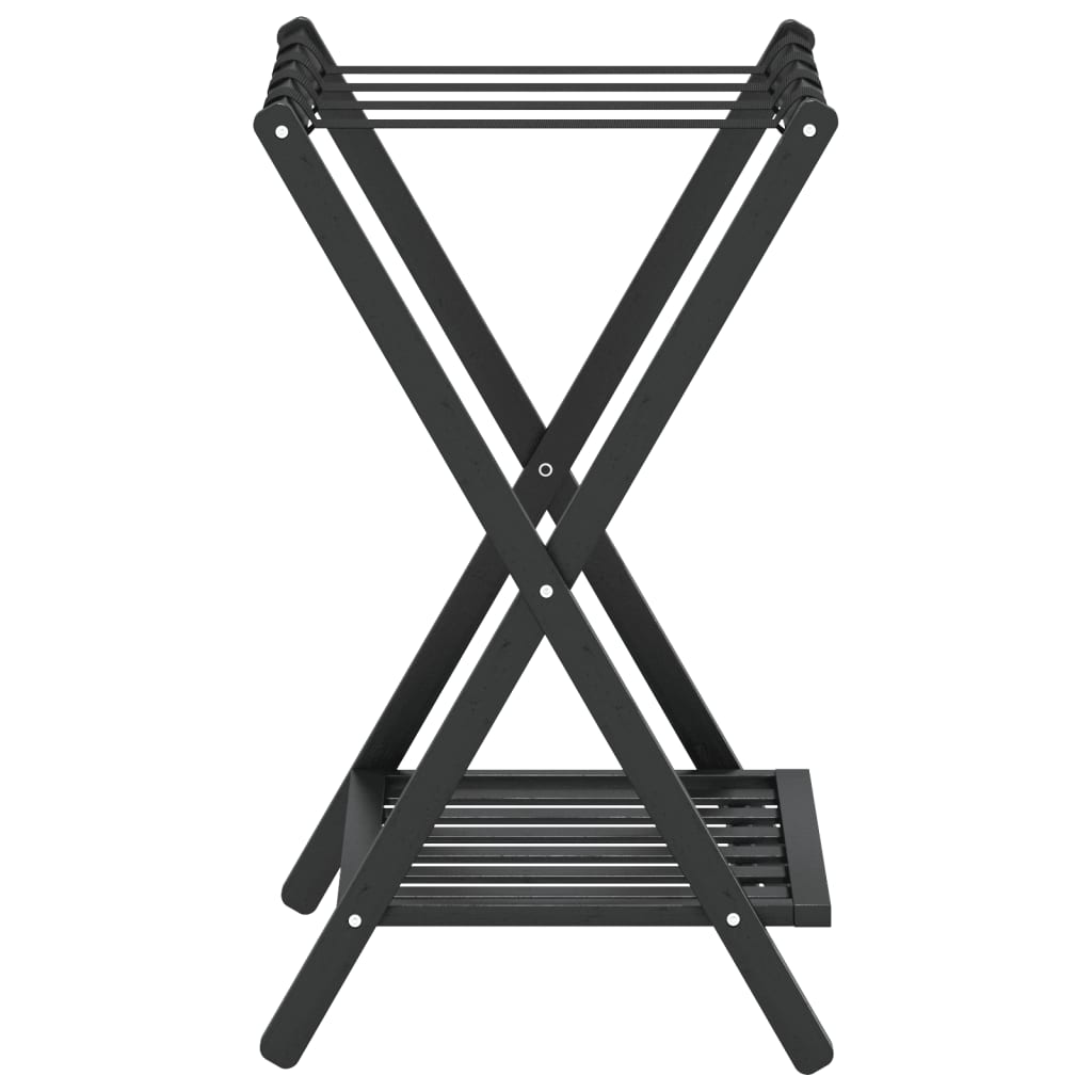 Stalak za prtljagu crni 68 x 38 x 58 cm od bambusa