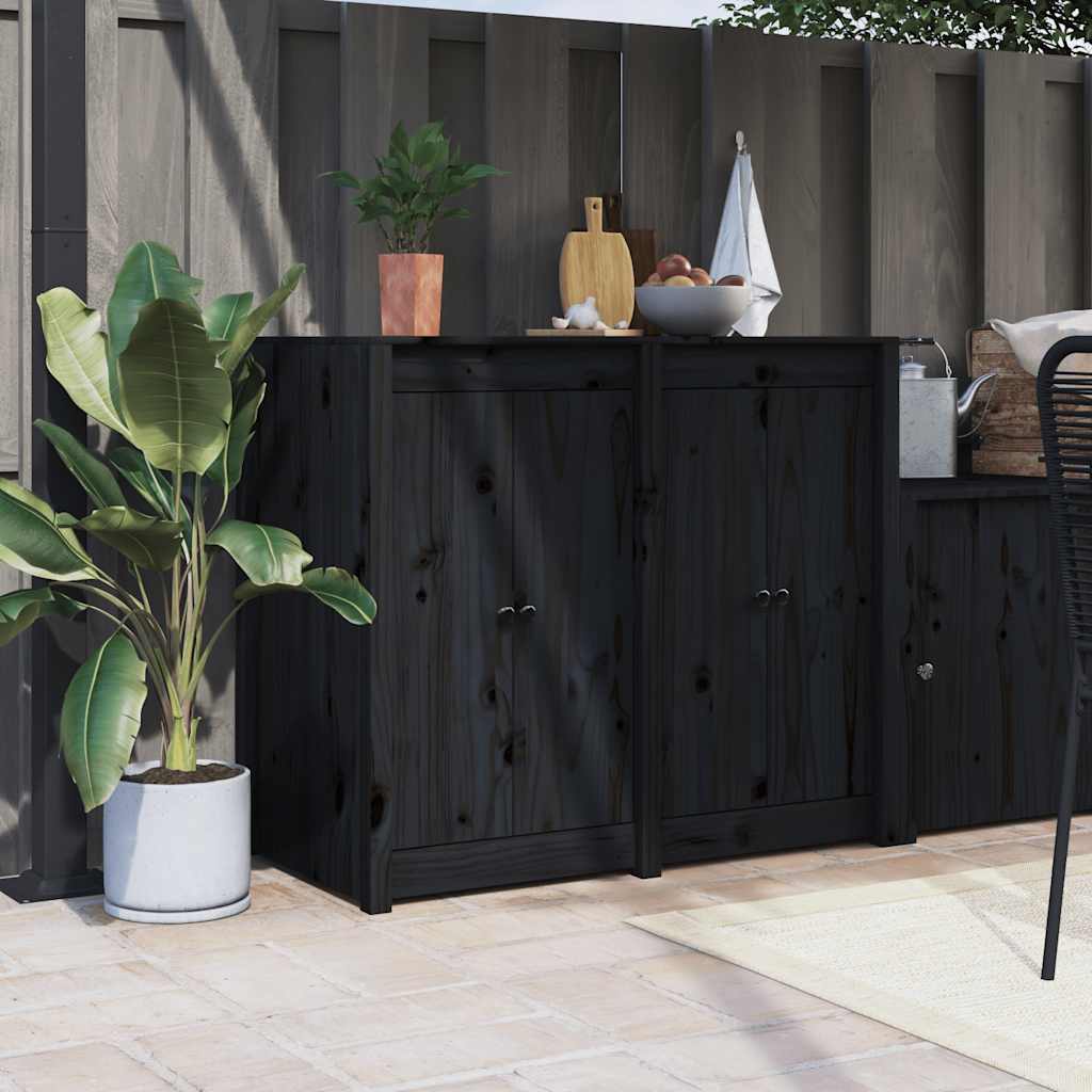Vanjska kuhinjska vrata MEPPEL 2 kom crna 50x9x82 cm masivna borovina