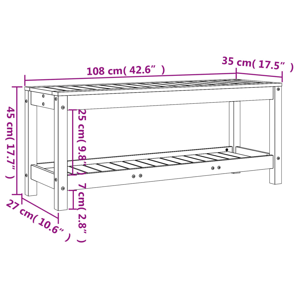 Vrtna klupa crna 108x35x45 cm od masivne borovine