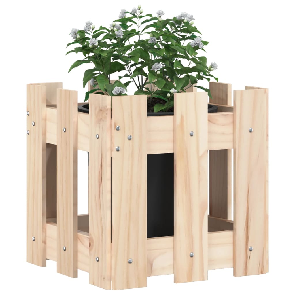 Vrtna sadilica s izgledom ograde 30x30x30 cm masivna borovina