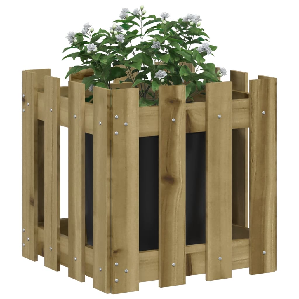 Vrtna sadilica s izgledom ograde 40x40x40 cm od borovine
