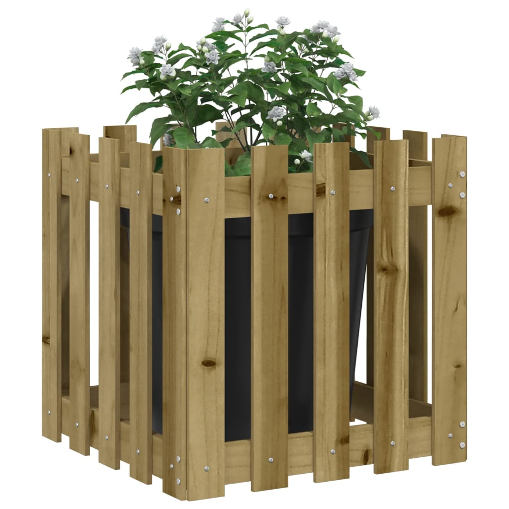 Vrtna sadilica s izgledom ograde 50x50x50 cm od borovine