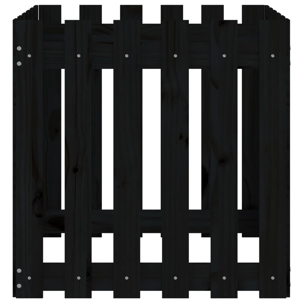 Vrtna sadilica s izgledom ograde crna 60x60x60 cm od borovine