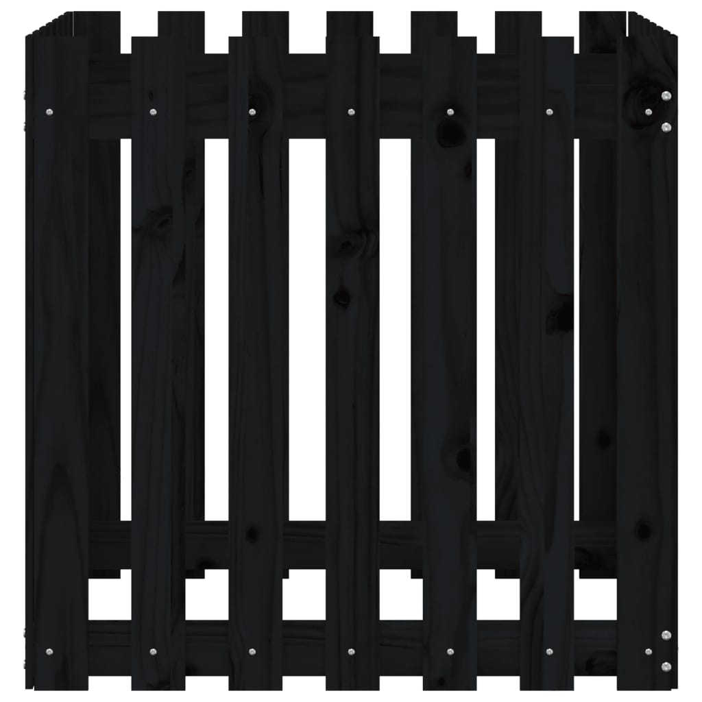Vrtna sadilica s izgledom ograde crna 70x70x70 cm od borovine