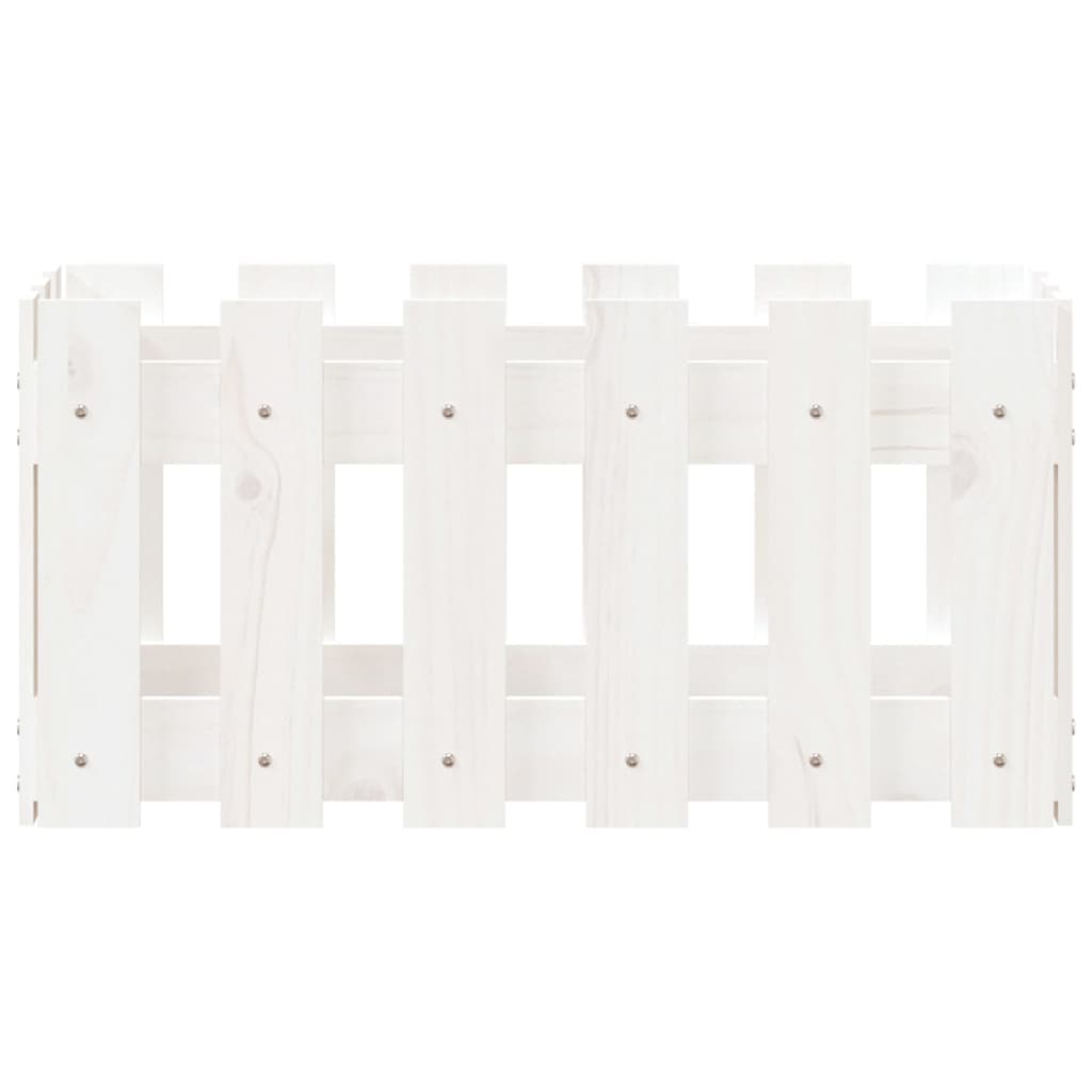 Vrtna sadilica s izgledom ograde bijela 60x30x30 cm od borovine