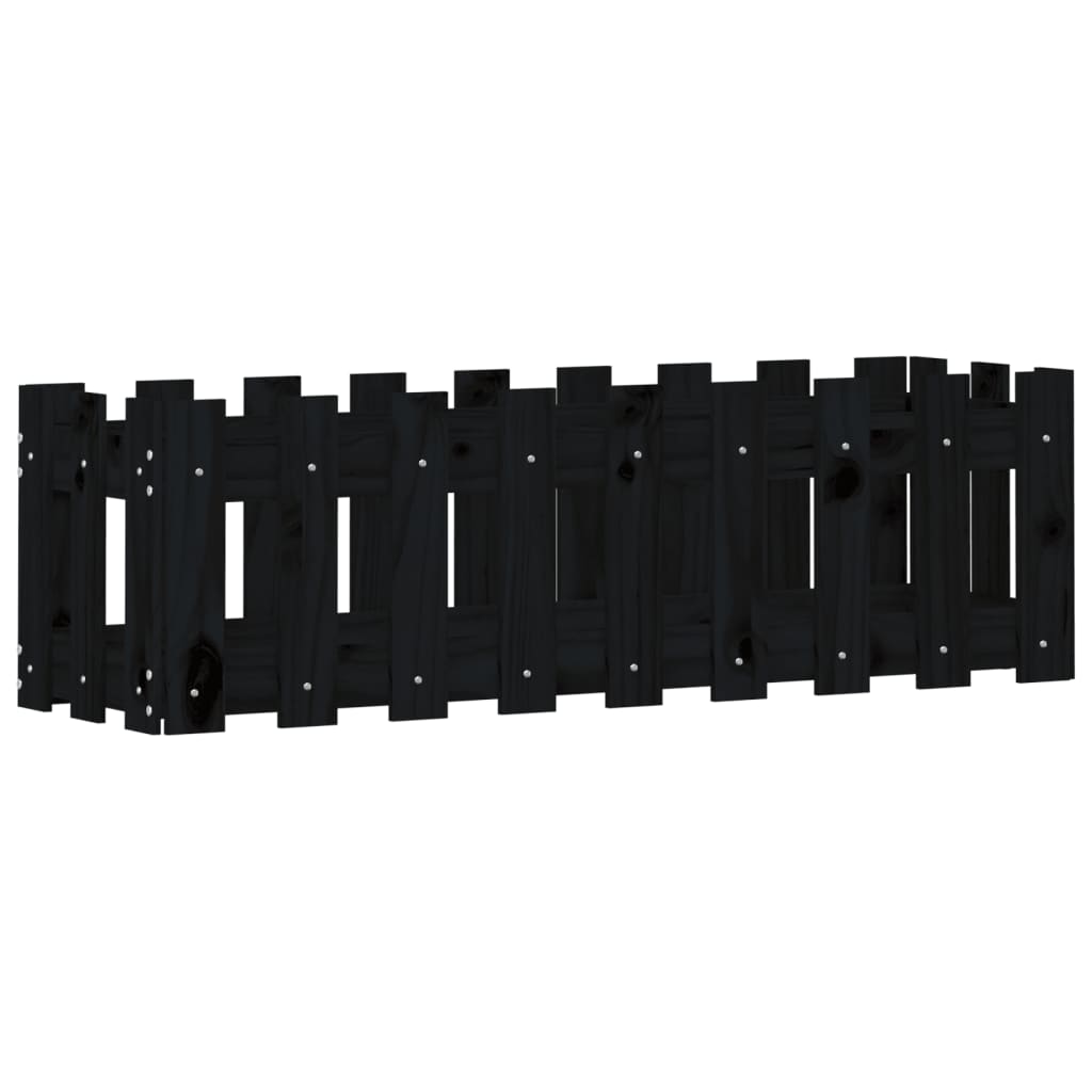 Povišena vrtna gredica crna 100x30x30 cm masivna borovina