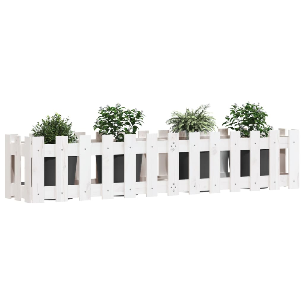 Povišena vrtna gredica bijela 150 x 30 x 30 cm masivna borovina