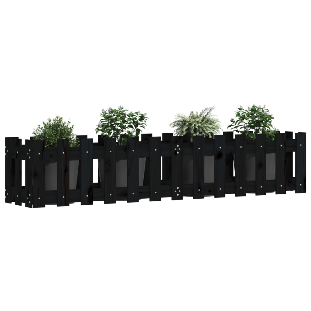 Povišena vrtna gredica crna 150x30x30 cm masivna borovina