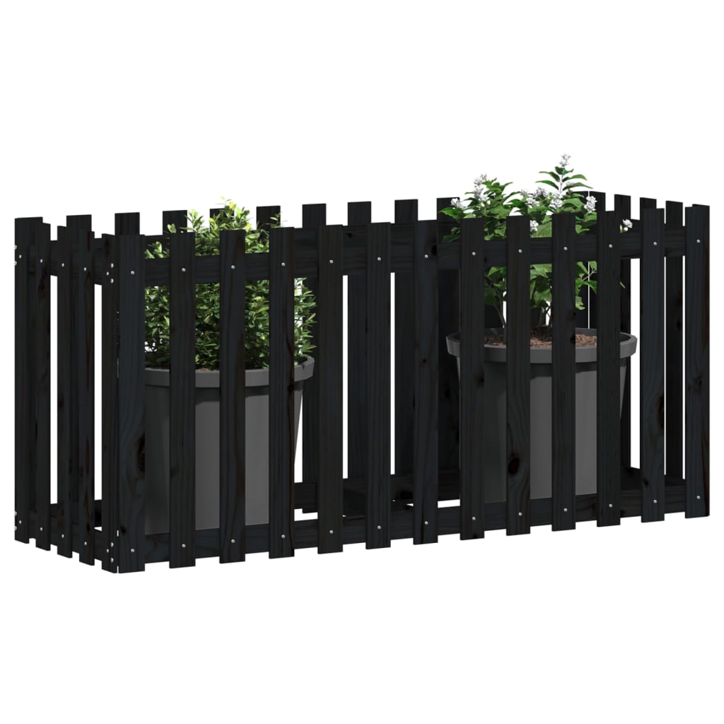 Povišena vrtna gredica crna 150 x 50 x 70 cm masivna borovina