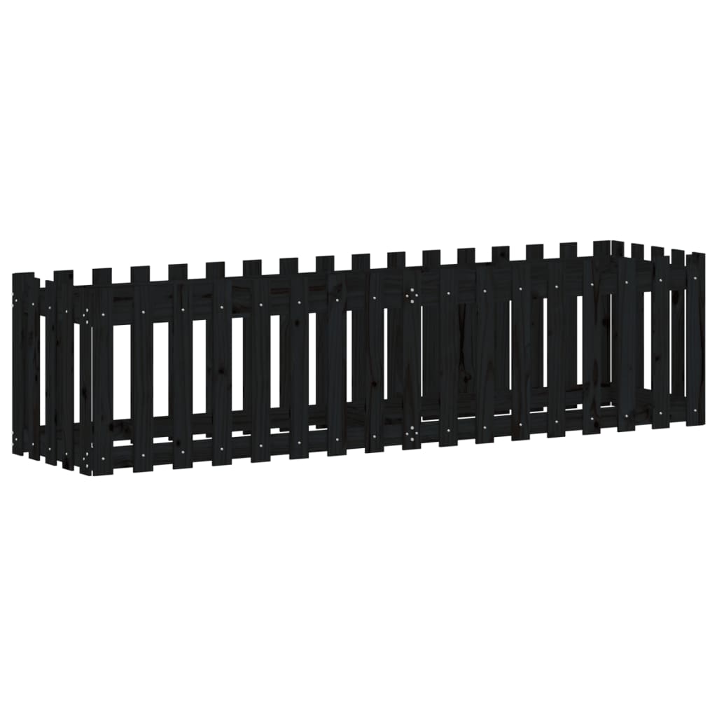Povišena vrtna gredica crna 200x50x50 cm masivna borovina