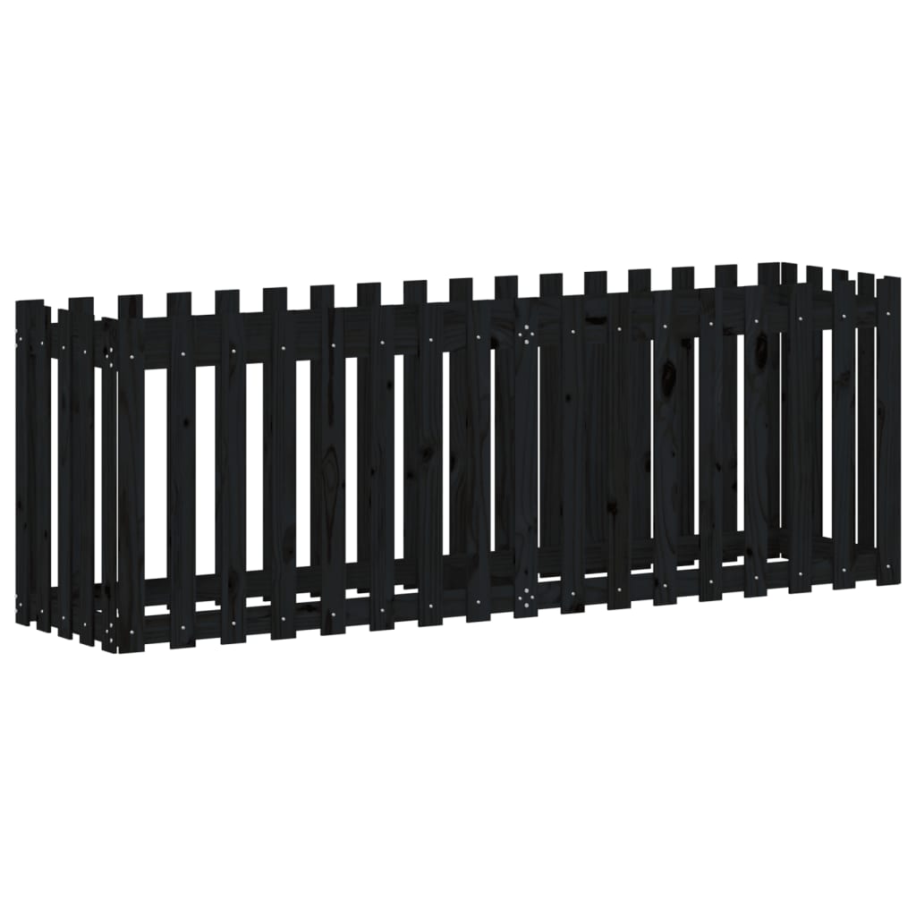 Povišena vrtna gredica crna 200x50x70 cm masivna borovina