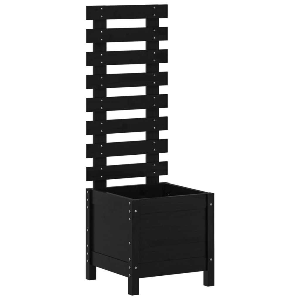Vrtna sadilica sa stalkom crna 39x39,5x114 cm masivna borovina