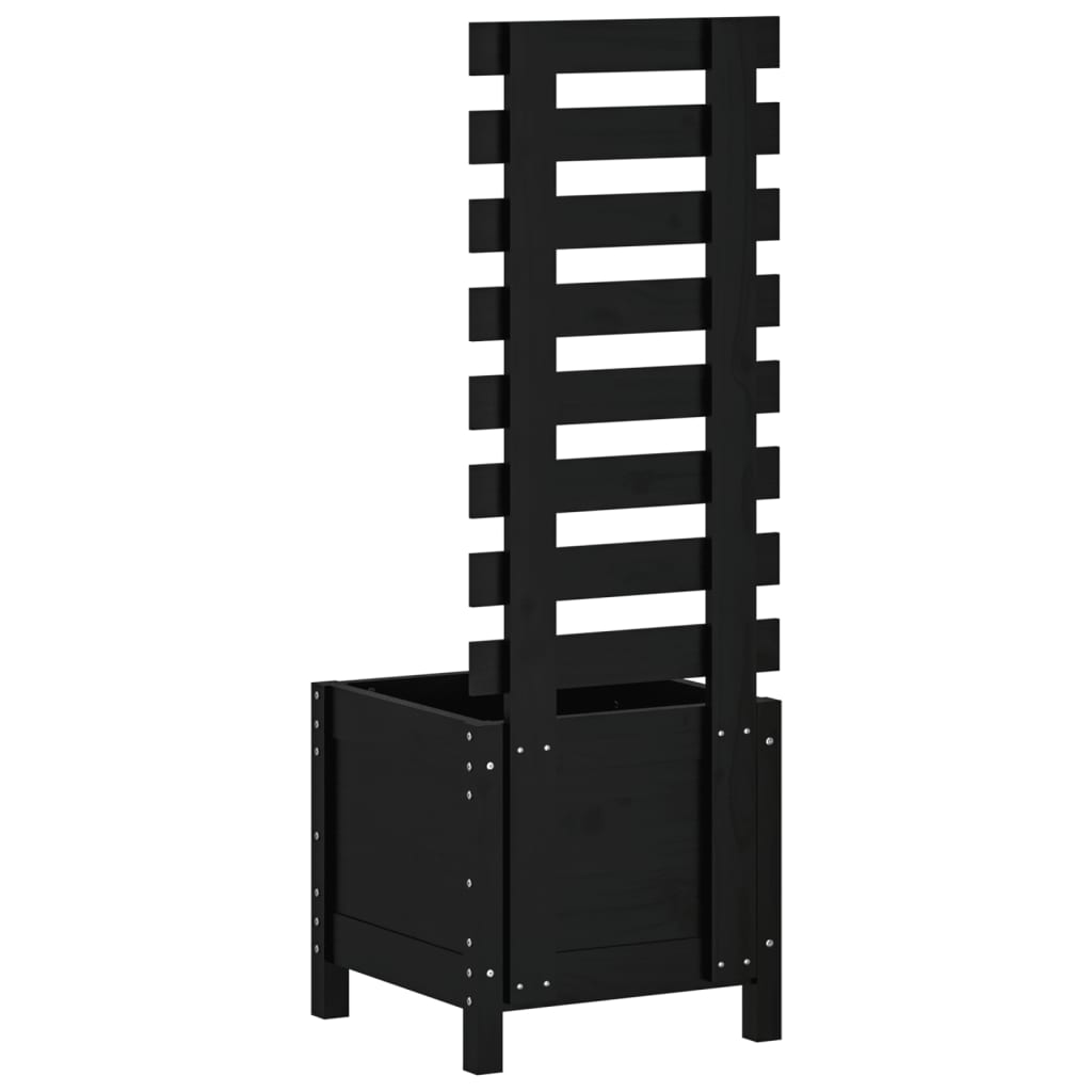 Vrtna sadilica sa stalkom crna 39x39,5x114 cm masivna borovina