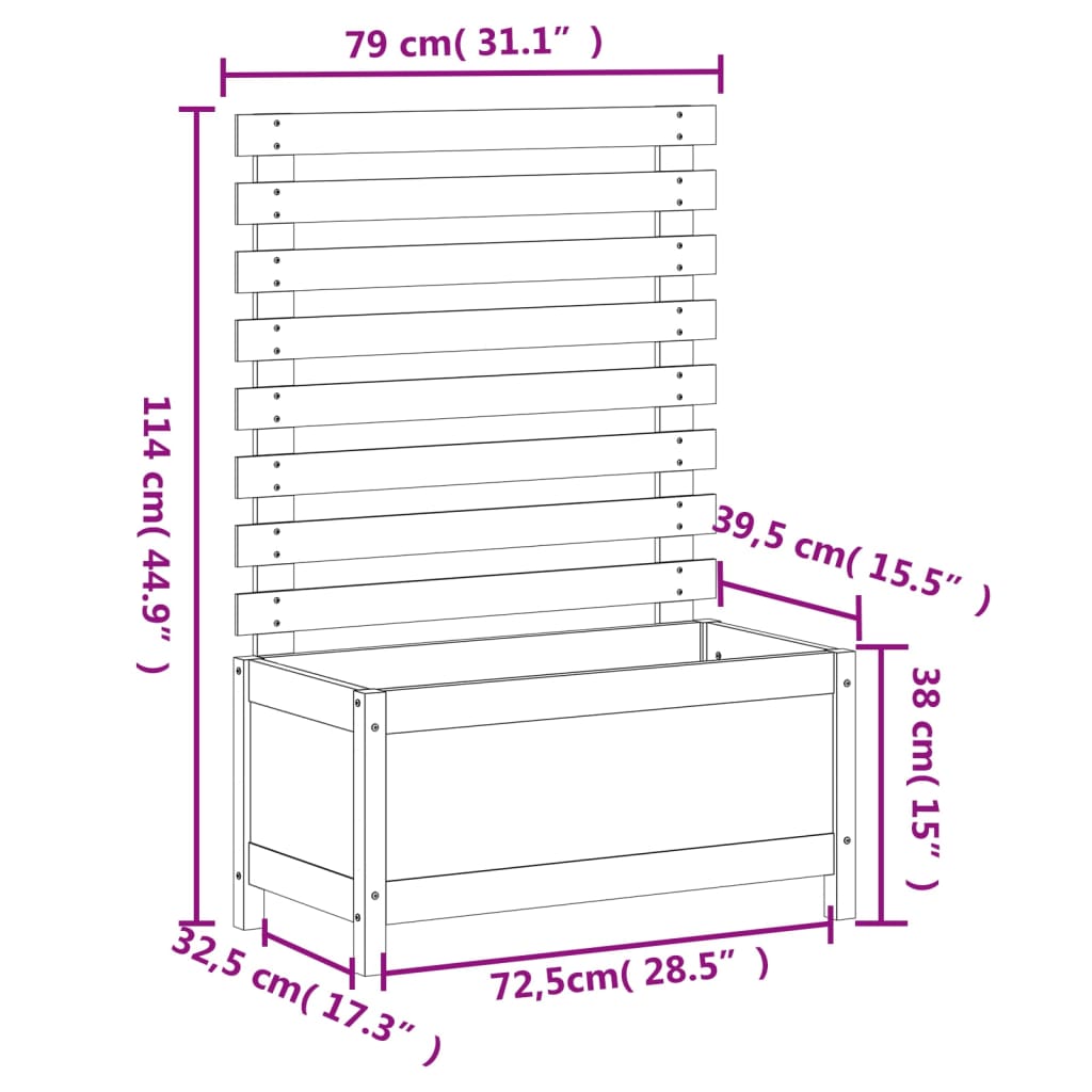 Vrtna sadilica sa stalkom 79x39,5x114 cm od masivne duglazije
