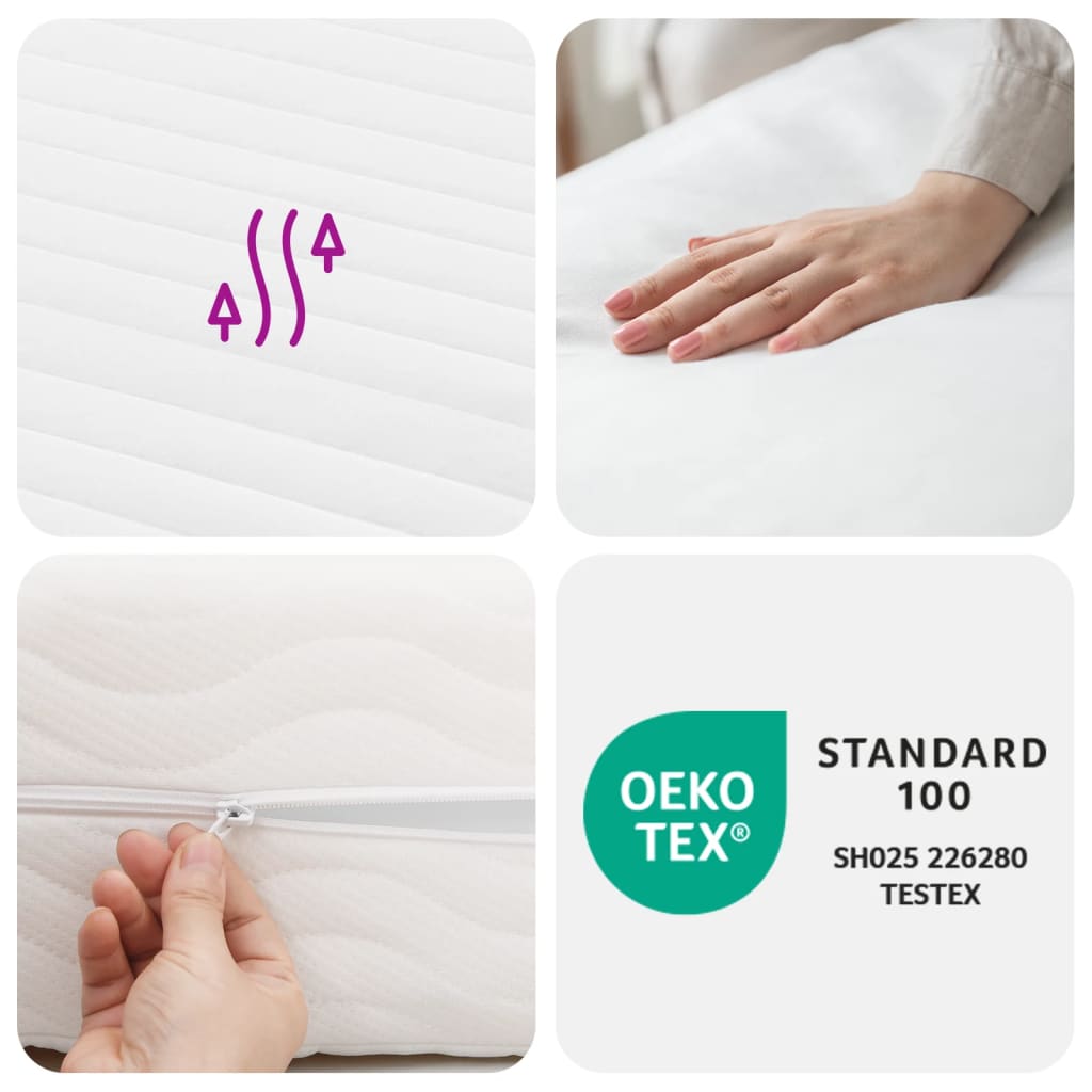 Madrac od pjene bijeli 100 x 200 cm 7 zona tvrdoća 20 ILD
