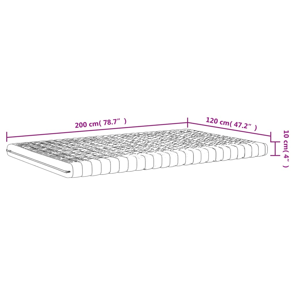 Madrac od pjene bijeli 120 x 200 cm 7 zona tvrdoća 20 ILD
