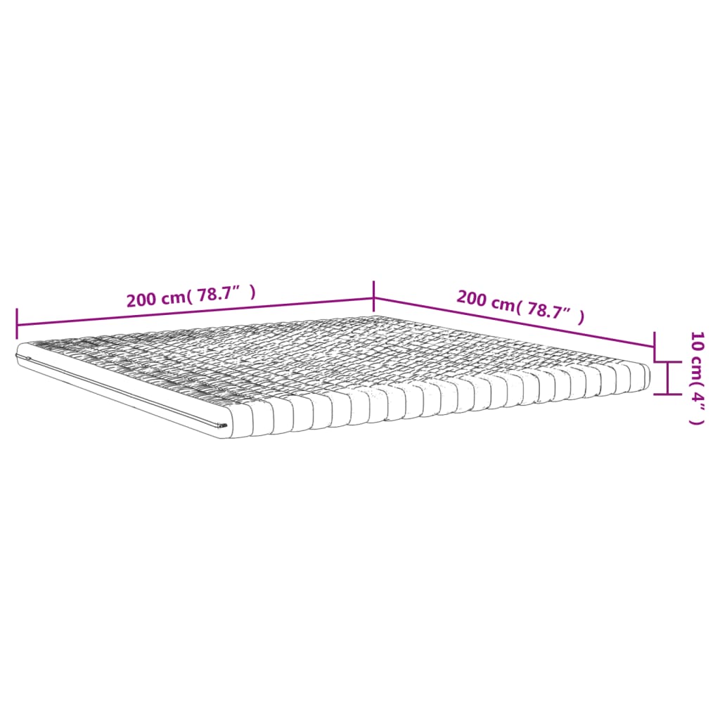 Madrac od pjene bijeli 200 x 200 cm 7 zona tvrdoća 20 ILD