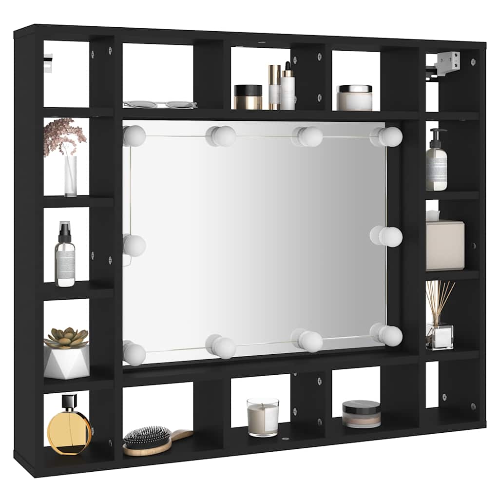 LED ormarić s ogledalom crni 91 x 15 x 76,5 cm
