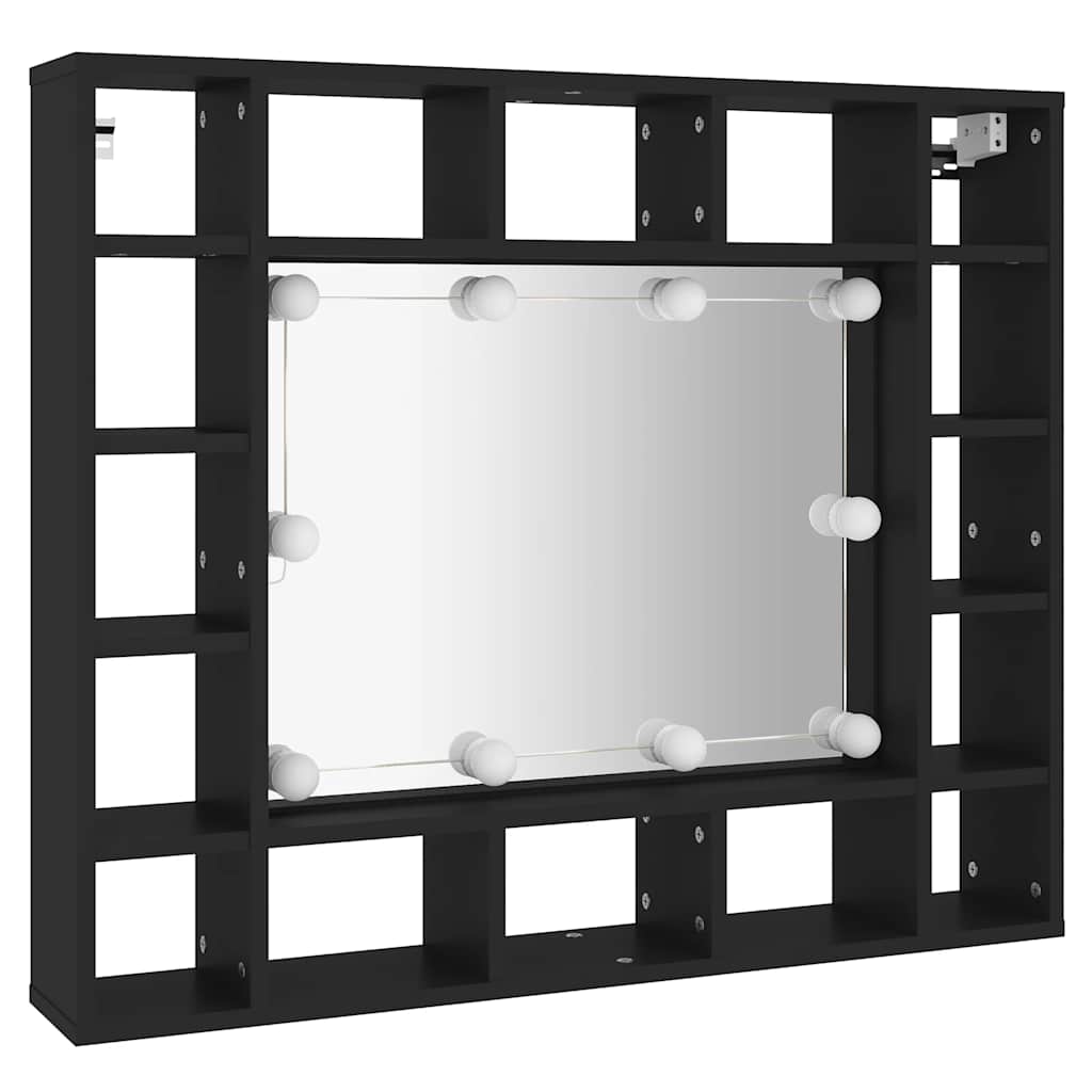 LED ormarić s ogledalom crni 91 x 15 x 76,5 cm