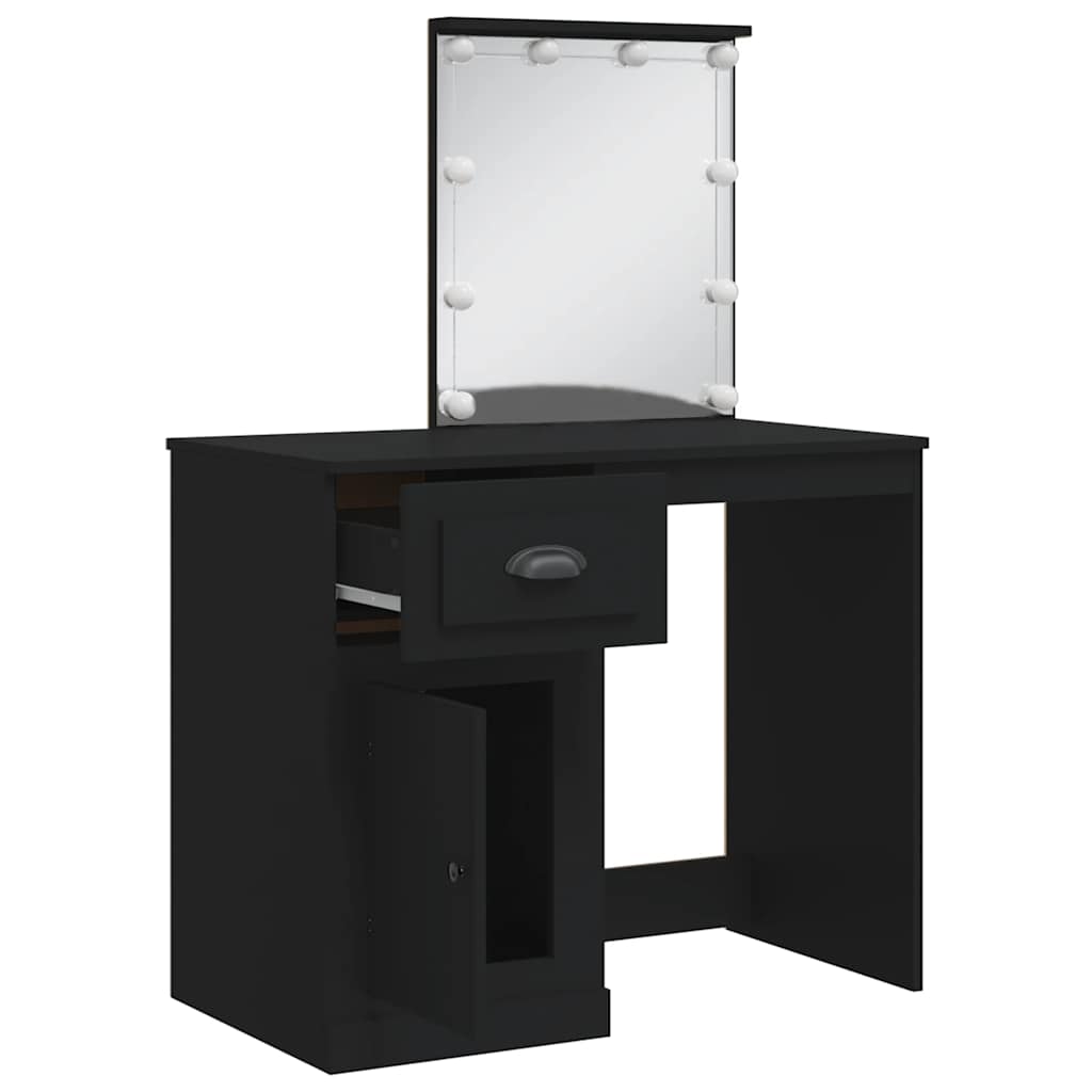 Toaletni stolić s LED svjetlima crni 90 x 42 x 132,5 cm