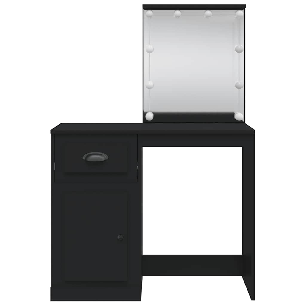 Toaletni stolić s LED svjetlima crni 90 x 42 x 132,5 cm