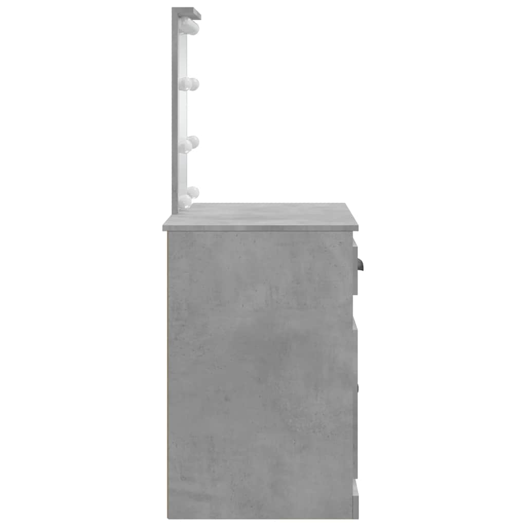 Toaletni stolić s LED svjetlima siva boja betona 90x42x132,5 cm