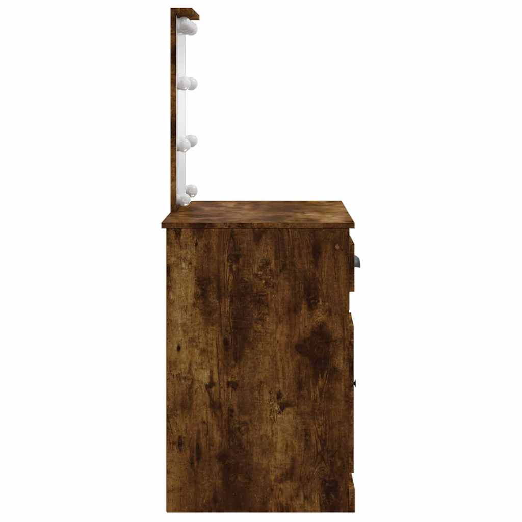 Toaletni stolić LED boja dimljenog hrasta 90 x 42 x 132,5 cm