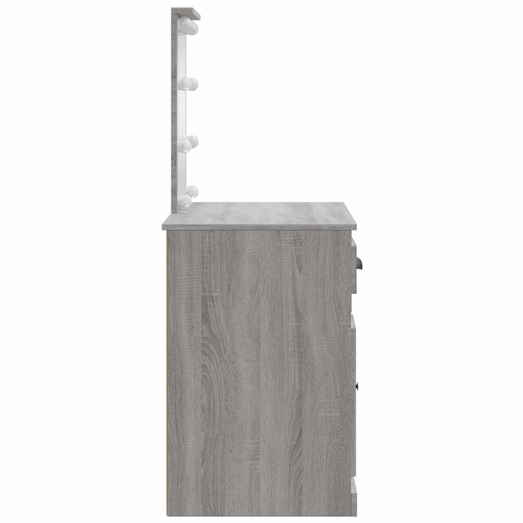Toaletni stolić s LED svjetlima sivog sonome 90x42x132,5 cm