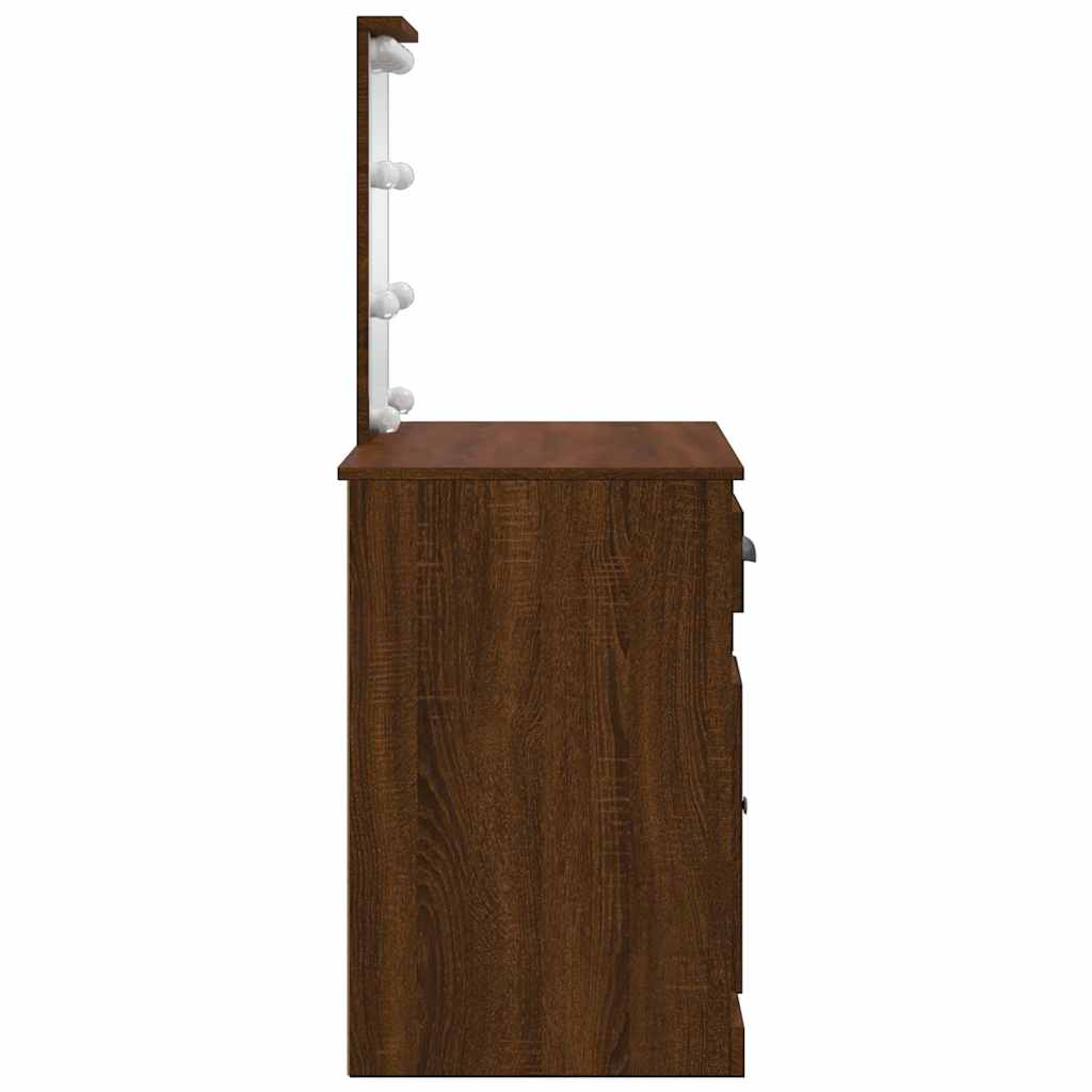 Toaletni stolić LED smeđa boja hrasta 90 x 42 x 132,5 cm