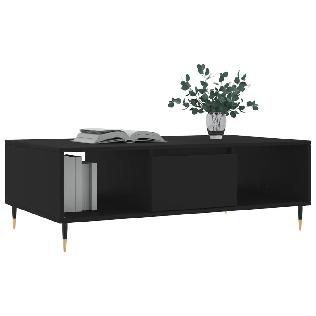Stolić za kavu crni 104 x 60 x 35 cm od konstruiranog drva