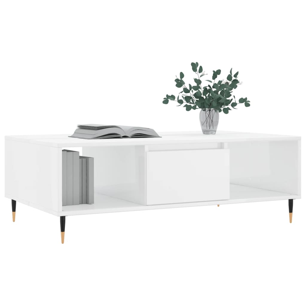 Stolić za kavu sjajni bijeli 104 x 60 x 35 cm konstruirano drvo