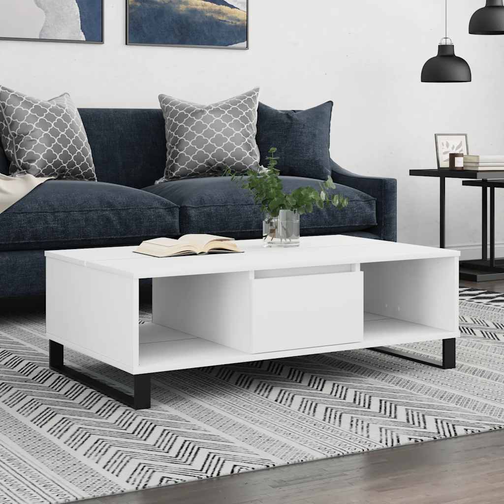 Stolić za kavu bijeli 104 x 60 x 35 cm od konstruiranog drva