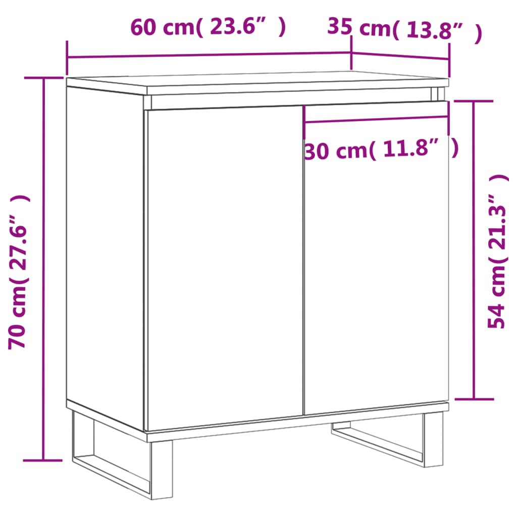Komoda boja dimljenog hrasta 60 x 35 x 70 cm konstruirano drvo