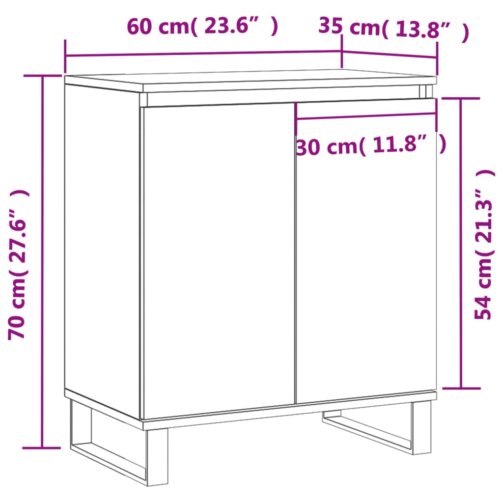 Komoda sivog hrasta sonome 60x35x70 cm od konstruiranog drva
