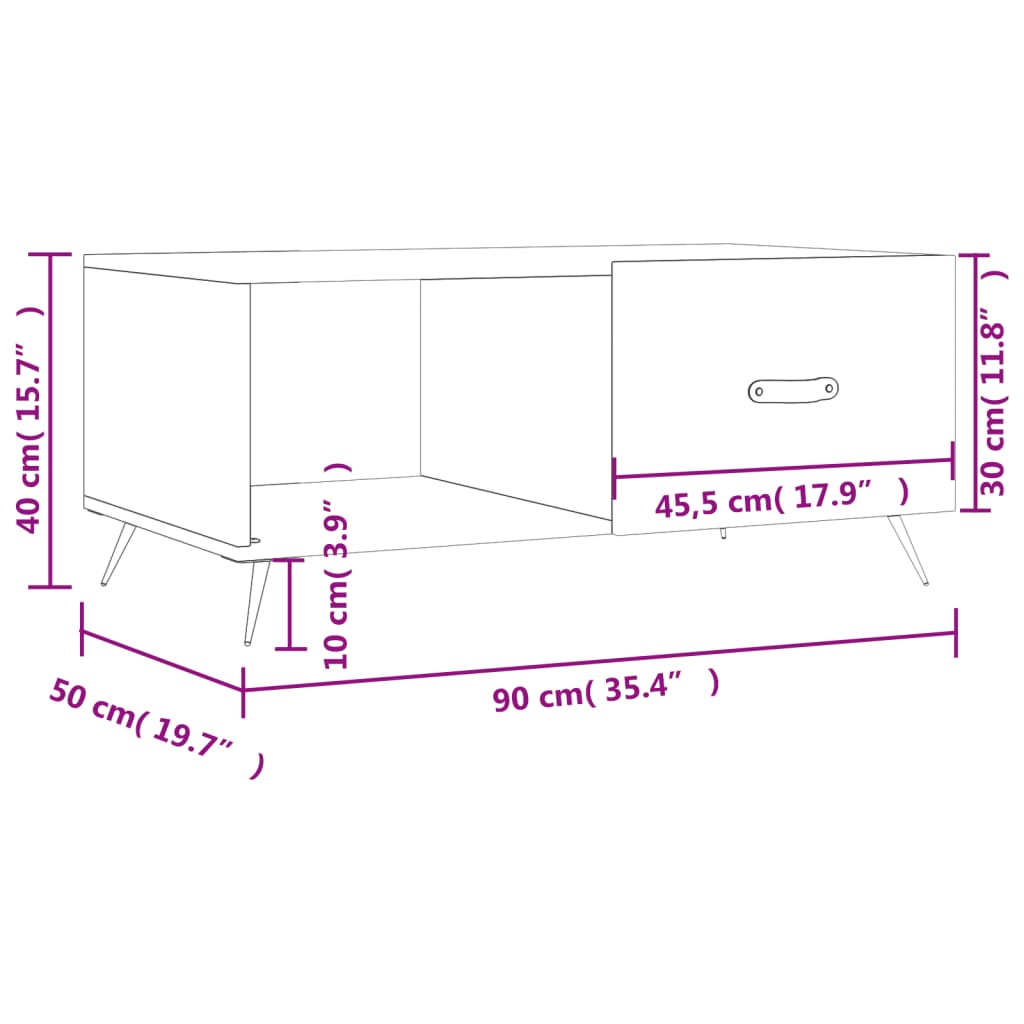 Stolić za kavu Smeđa hrasta 90x50x40 cm konstruirano drvo