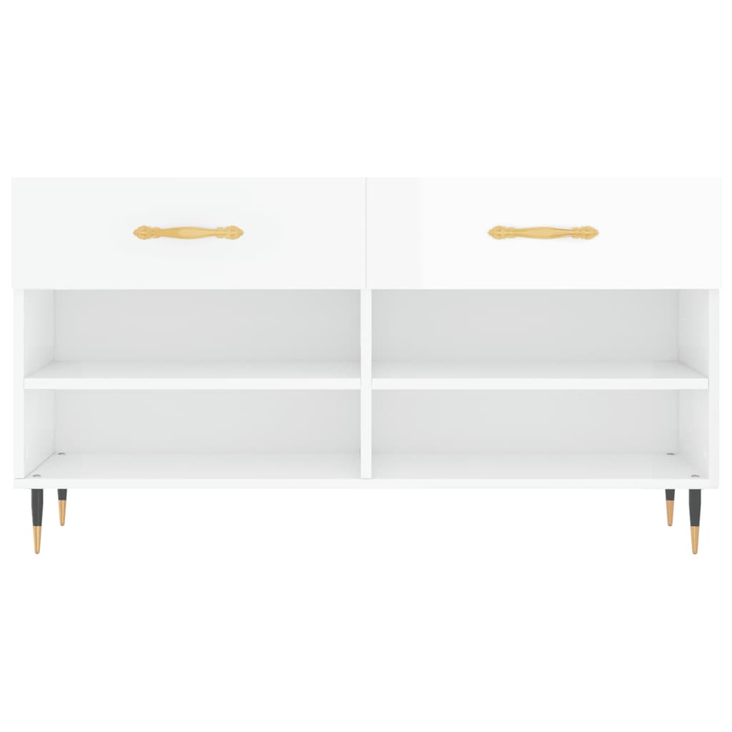 Klupa za cipele sjajna bijela 102x35x55 cm konstruirano drvo