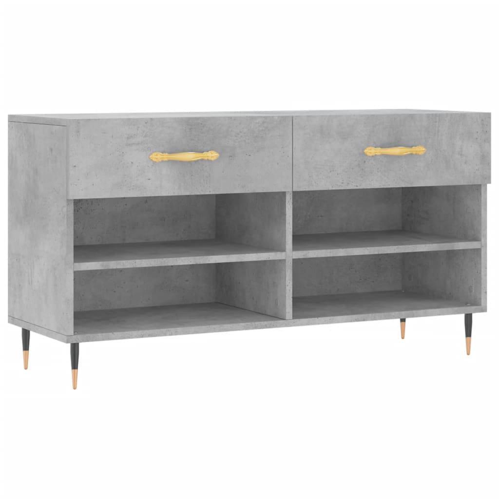 Klupa za cipele siva boja betona 102x35x55 cm konstruirano drvo