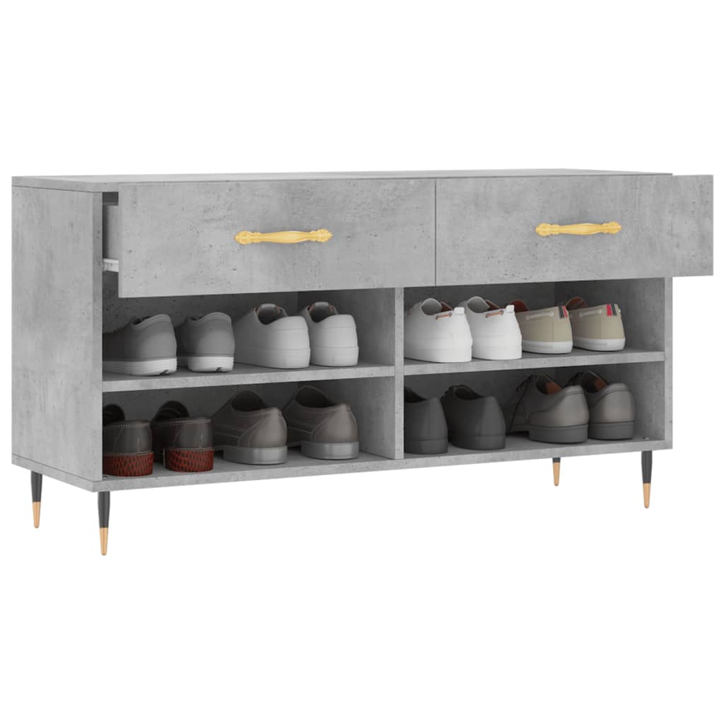 Klupa za cipele siva boja betona 102x35x55 cm konstruirano drvo