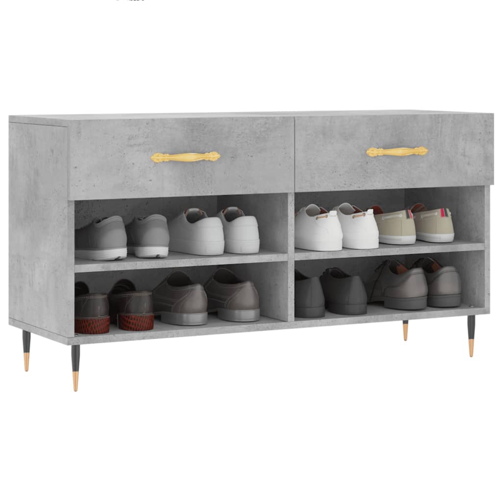 Klupa za cipele siva boja betona 102x35x55 cm konstruirano drvo