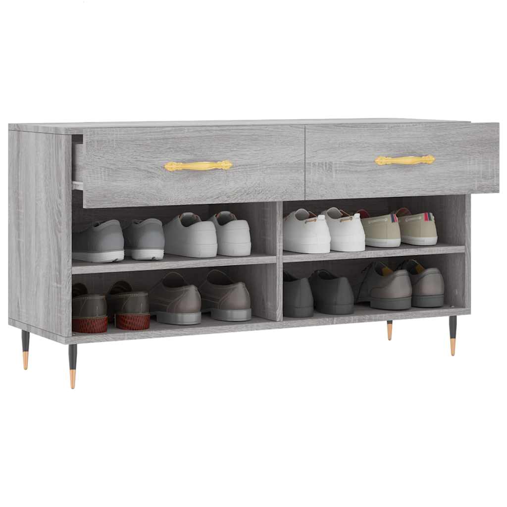 Klupa za cipele siva boja hrasta 102x35x55 cm konstruirano drvo