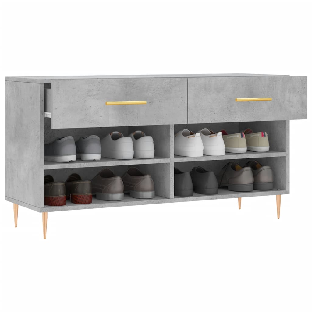 Klupa za cipele siva boja betona 102x35x55 cm konstruirano drvo
