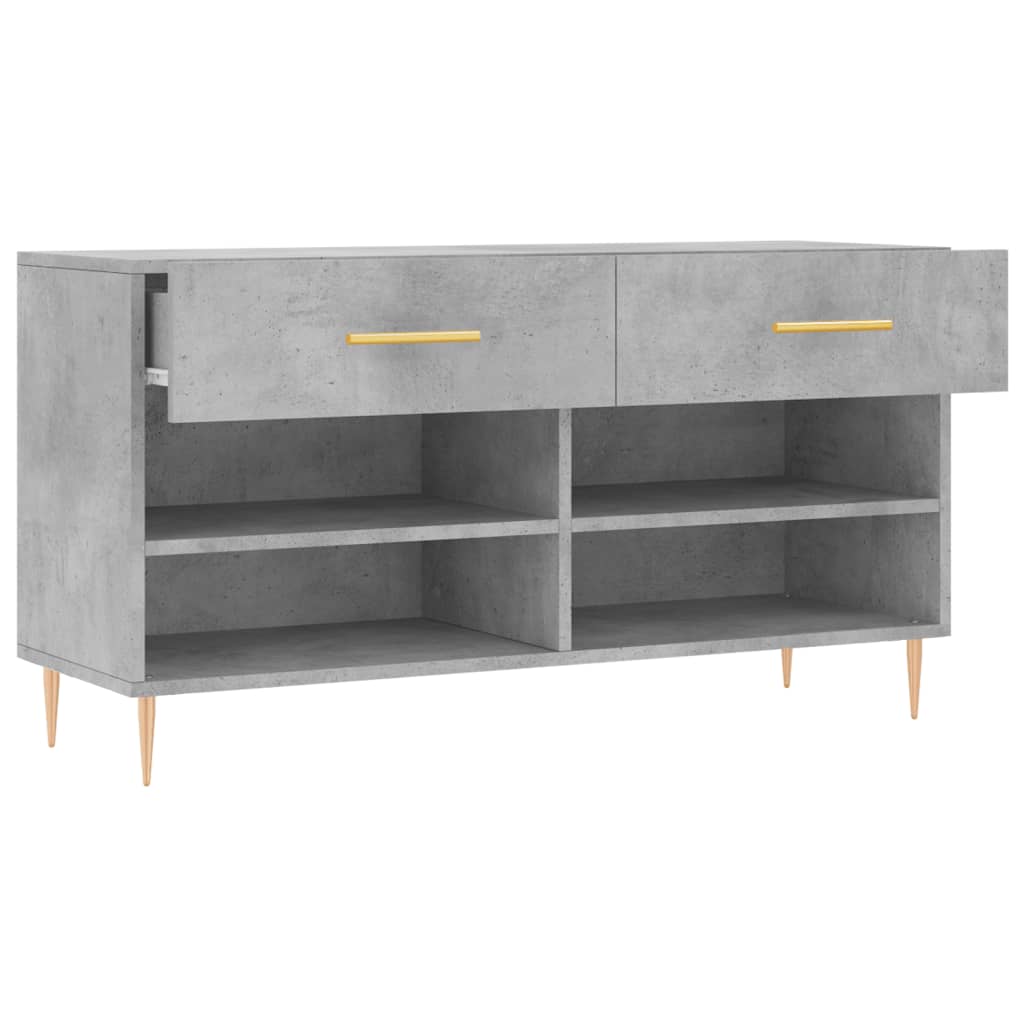 Klupa za cipele siva boja betona 102x35x55 cm konstruirano drvo