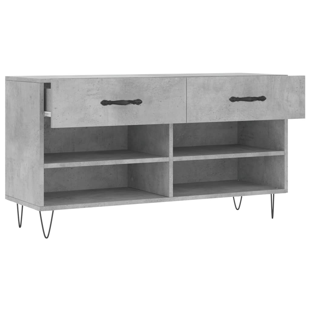 Klupa za cipele siva boja betona 102x35x55 cm konstruirano drvo